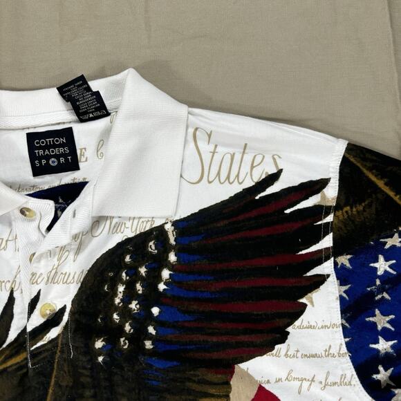 Cotton Traders Sport Polo Shirt MED Declaration Of Independence All Over Print - Picture 10 of 15